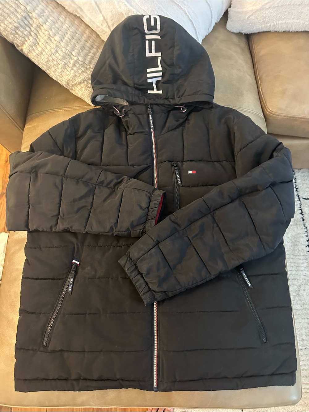 Tommy Hilfiger Black Quilted Hooded Puffer Jacket